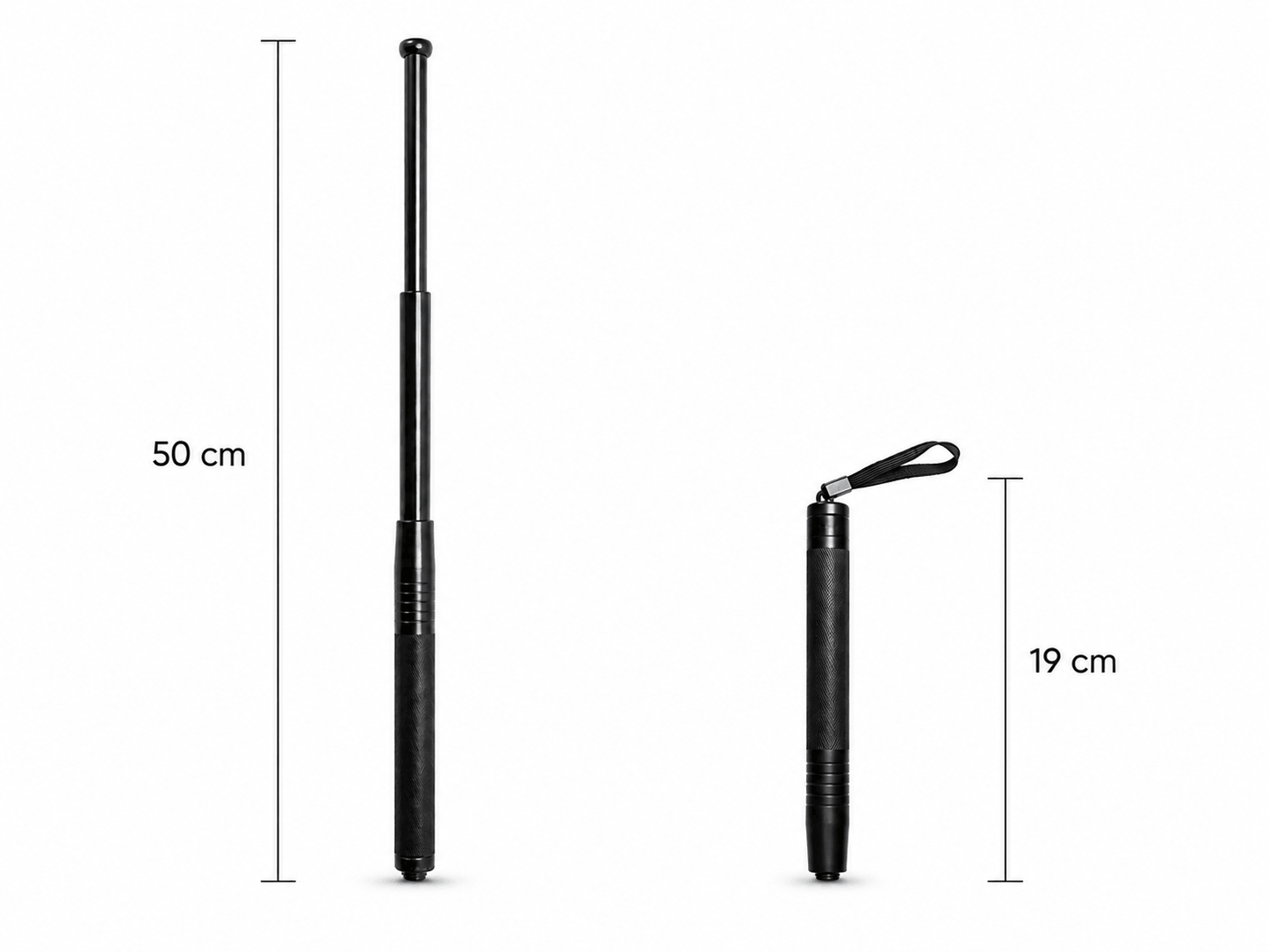 Teleskopstahlstock Black Airsoft DEFENDER 50 cm mit Lederetui