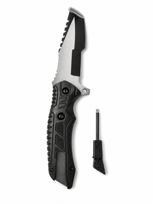Messer mit Ferrocerium-Feuerstarter und Pfeife BlackAirsoft Survival
