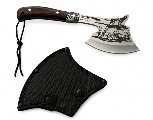 Kompakte Wander-Axt mit Tasche aus Edelstahl