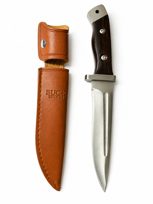 Outdoor-Messer BUCK Mahagoni mit Lederscheide