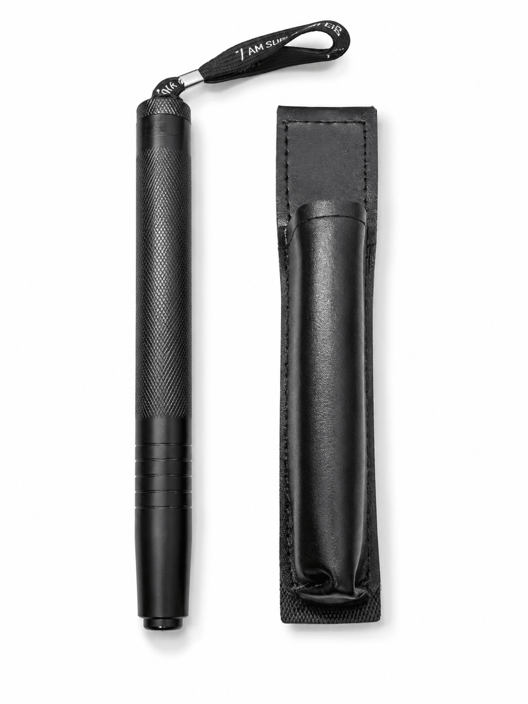 Teleskopstahlstock Black Airsoft DEFENDER 50 cm mit Lederetui