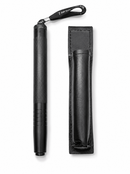 Teleskopstahlstock Black Airsoft DEFENDER 50 cm mit Lederetui