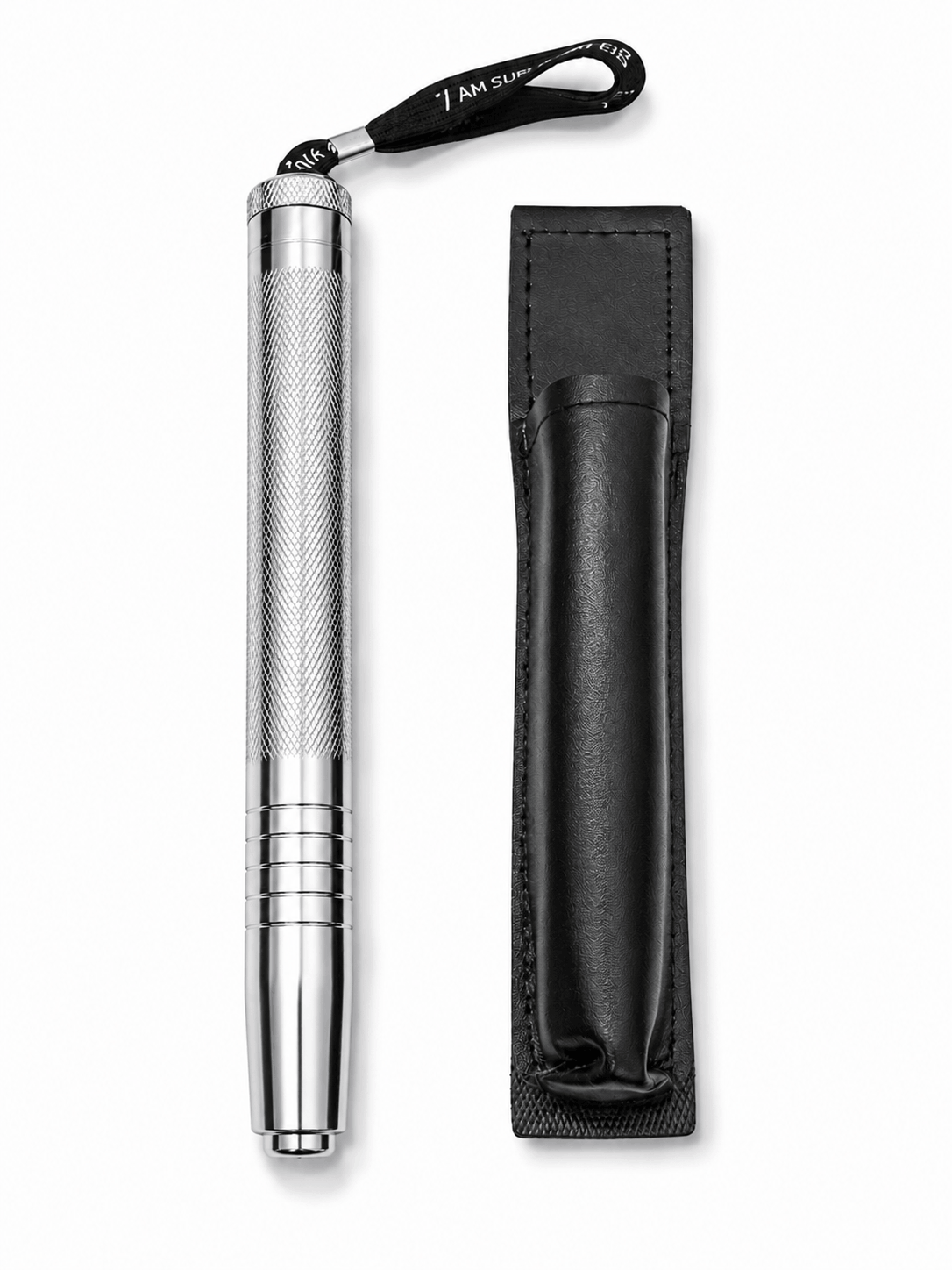 Teleskopstahlstock Black Airsoft DEFENDER 50 cm mit Lederetui
