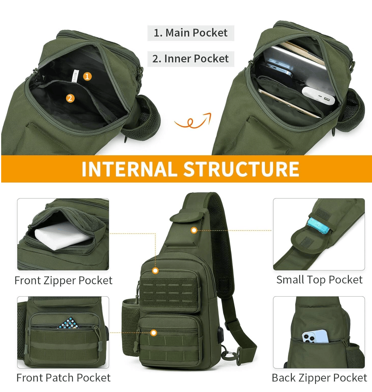 Taktische Crossbody-Tasche Black Airsoft Tactical Sling Bag