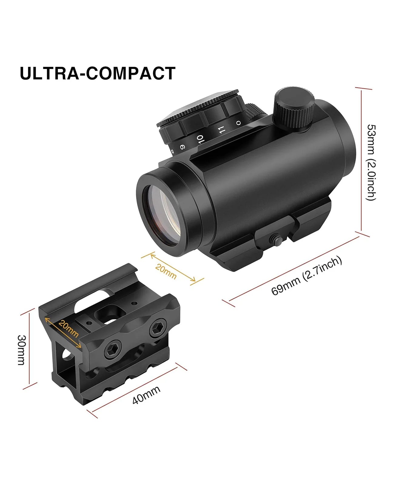 Kolimatorvisier (Reflexvisier) BlackAirsoft FALCON 2MOA 1x25 mm mit 11 Helligkeitsstufen