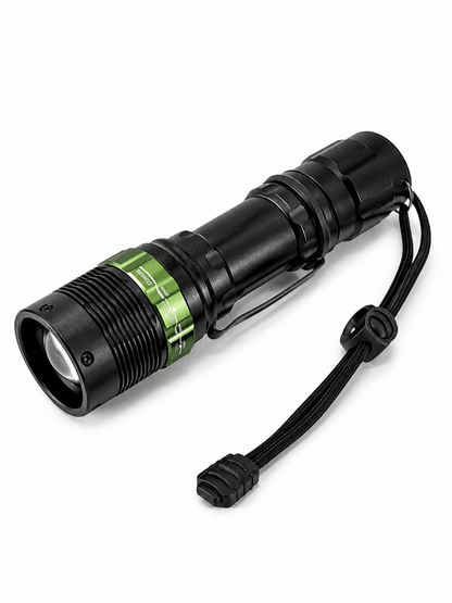 Taktische LED-Taschenlampe BlackAirsoft GREENFORGE mit Zoom, Li-Ion Akku