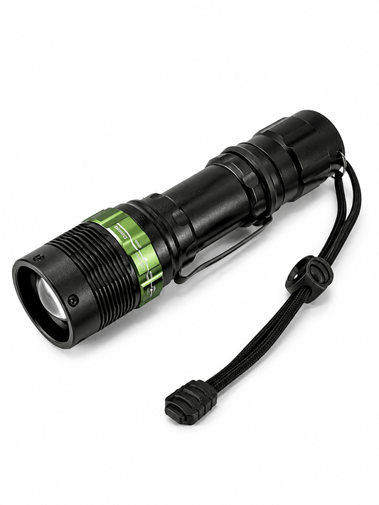Taktische LED-Taschenlampe BlackAirsoft GREENFORGE mit Zoom, Li-Ion Akku