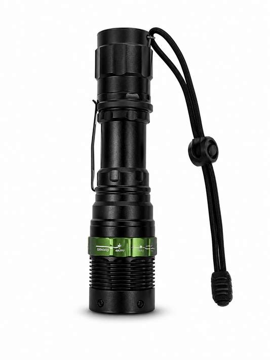 Taktische LED-Taschenlampe BlackAirsoft GREENFORGE mit Zoom, Li-Ion Akku