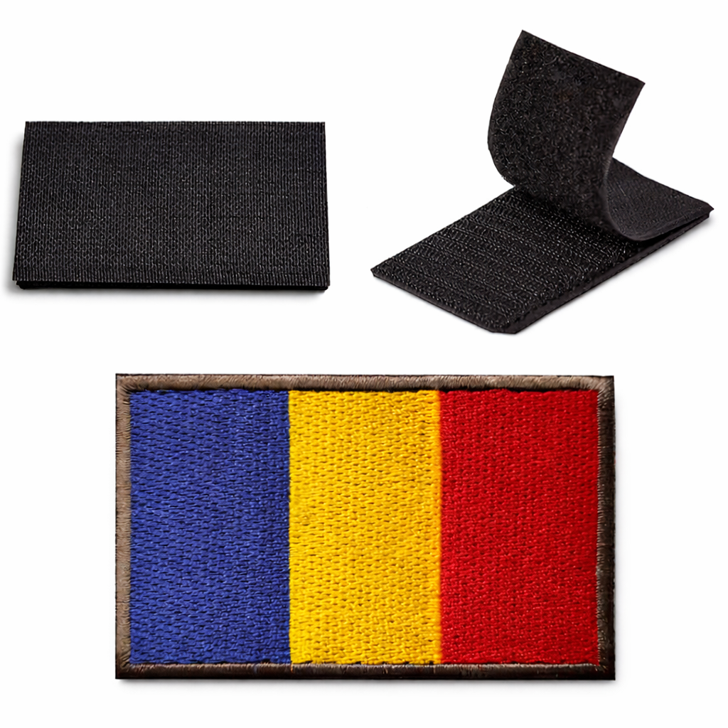 Besticktes Klett-Patch 5x8 cm – rumänische Flagge