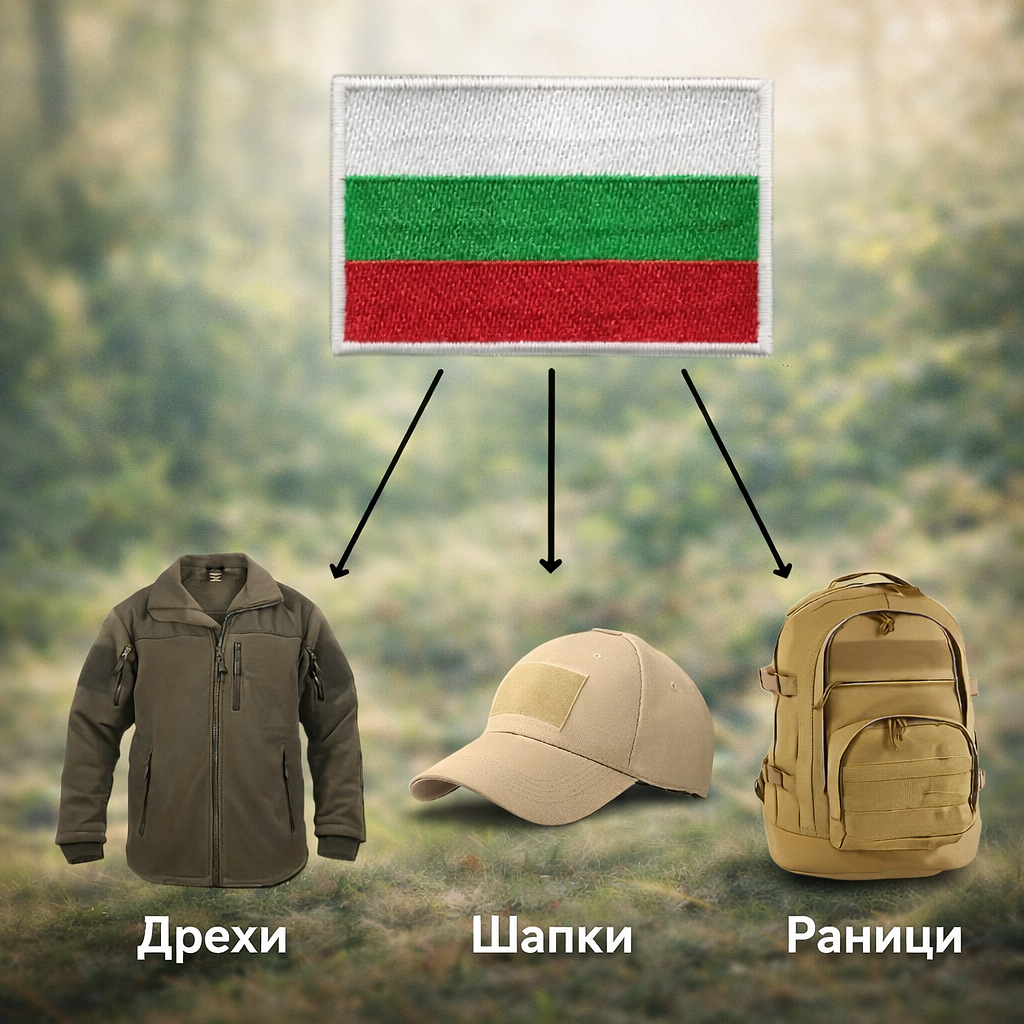 Besticktes Klett-Patch 5x8 cm – bulgarische Flagge