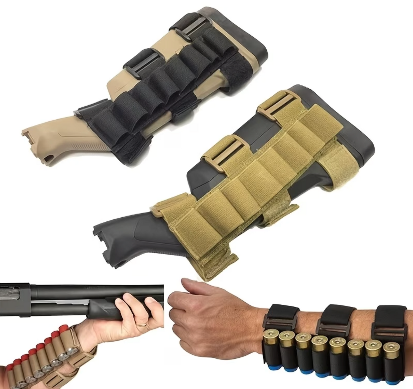 Taktischer Patronenhalter für 12 Kaliber – für Schaft und Hand