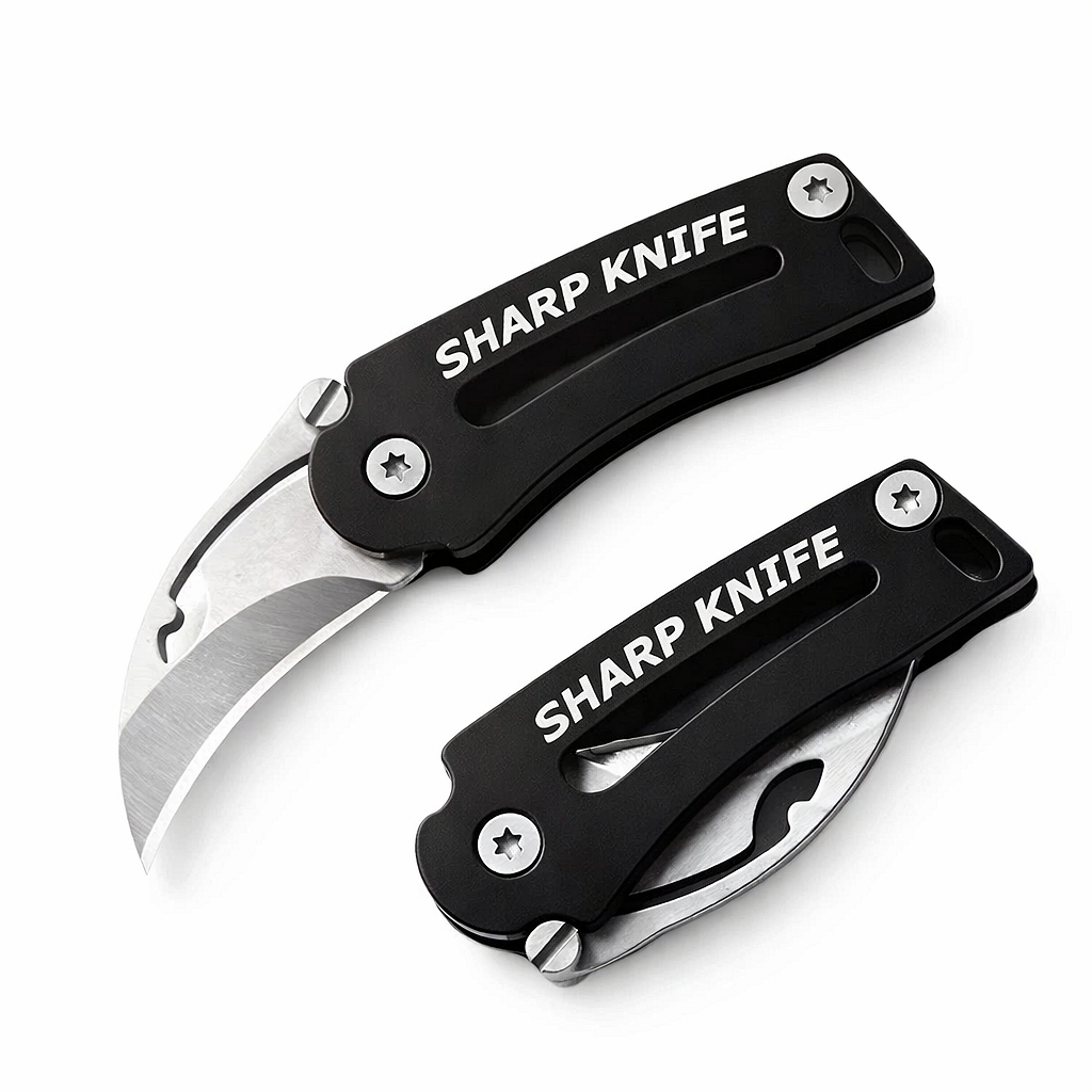 Mini-Klappmesser mit gebogener Klinge für Schlüsselanhänger – kompaktes EDC-Werkzeug