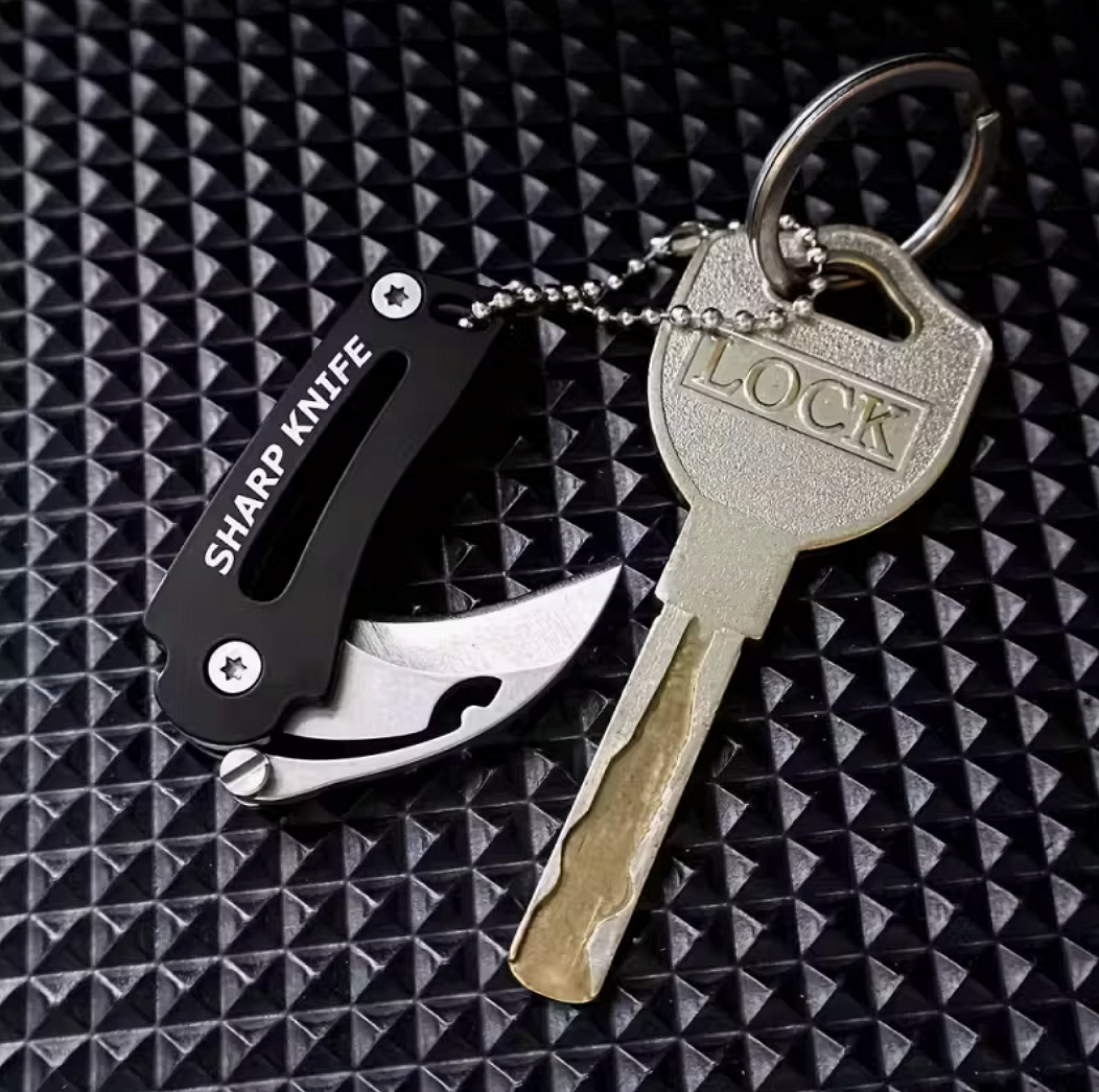 Mini-Klappmesser mit gebogener Klinge für Schlüsselanhänger – kompaktes EDC-Werkzeug
