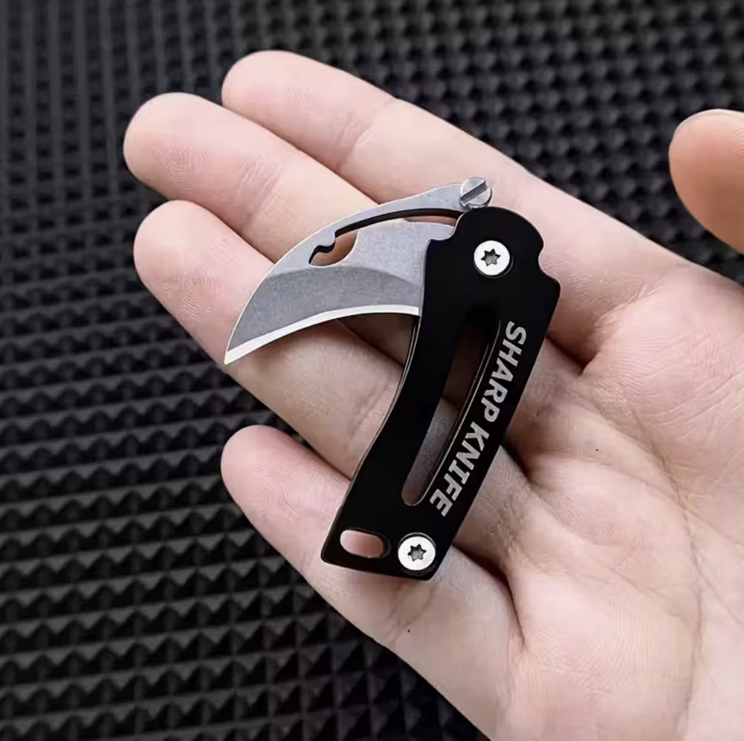 Mini-Klappmesser mit gebogener Klinge für Schlüsselanhänger – kompaktes EDC-Werkzeug