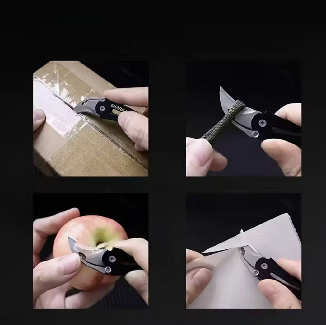 Mini-Klappmesser mit gebogener Klinge für Schlüsselanhänger – kompaktes EDC-Werkzeug