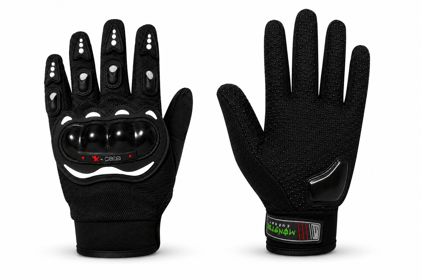 Motorradhandschuhe mit harten Protektoren - L