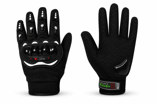 Promo-Paket: Motorradhandschuhe mit harten Protektoren + 3 Hauben