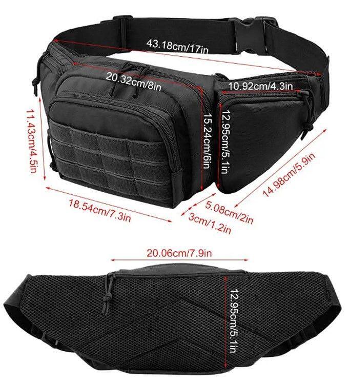 Taktische Gürteltasche mit MOLLE-System und Fach für Pistole 600D