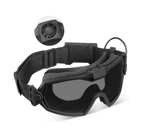 Taktische Schutzmaske, Brille mit eingebautem Ventilator, Anti-Beschlag