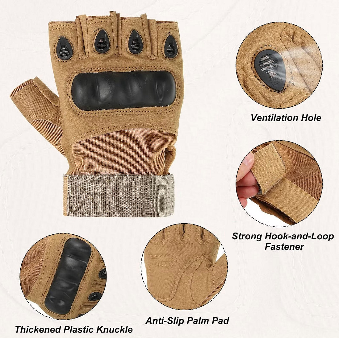 Taktische Fingerlose Handschuhe mit Protektoren
