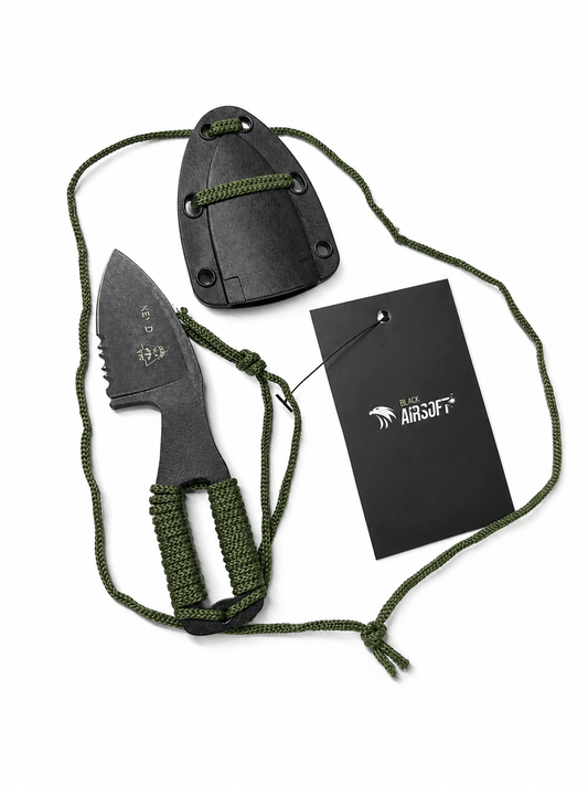 Taktisches Messer KEYD Black Airsoft für den Hals mit Scheide
