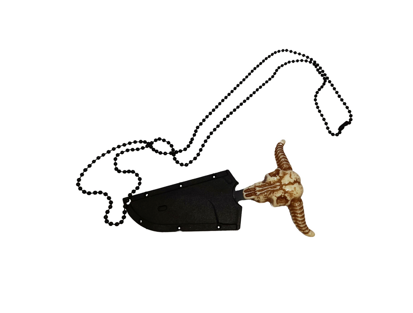 Halsmesser mit Scheide und Anhänger Stierschädel