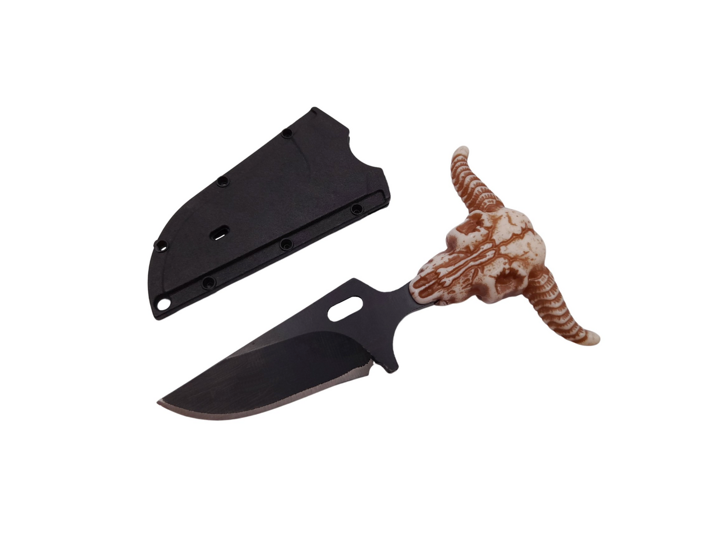 Halsmesser mit Scheide und Anhänger Stierschädel