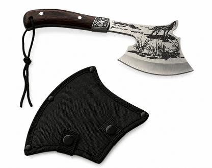 Kompakte Wander-Axt mit Tasche aus Edelstahl